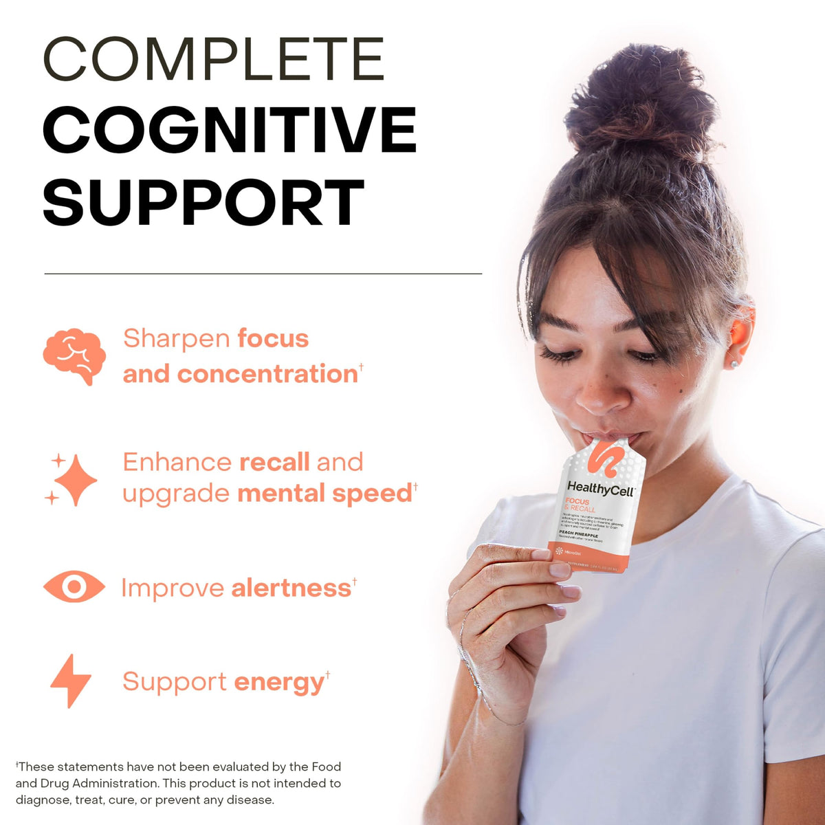HealthyCell Focus & Recall Daily Liquid Brain Supplement - 30 Gel Packs - image 2