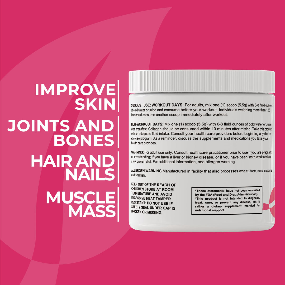 Hallusa Natural Hydrolyzed Collagen Peptides Type I & III Berry Blast - image 2