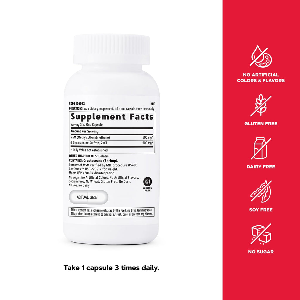 GNC MSM Glucosamine 500mg Joint Support - 90 Capsules - image 5