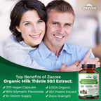 Zazzee USDA Organic Milk Thistle 50:1 Extract - 200 Capsules - image 4