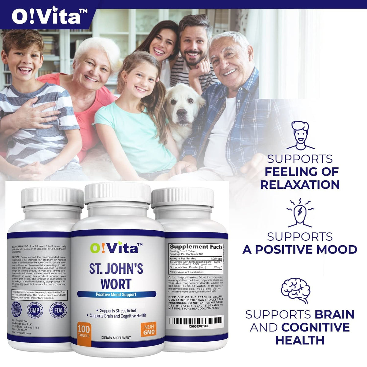 O!VITA St. John's Wort 500mg Tablets - 100 Count - image 2