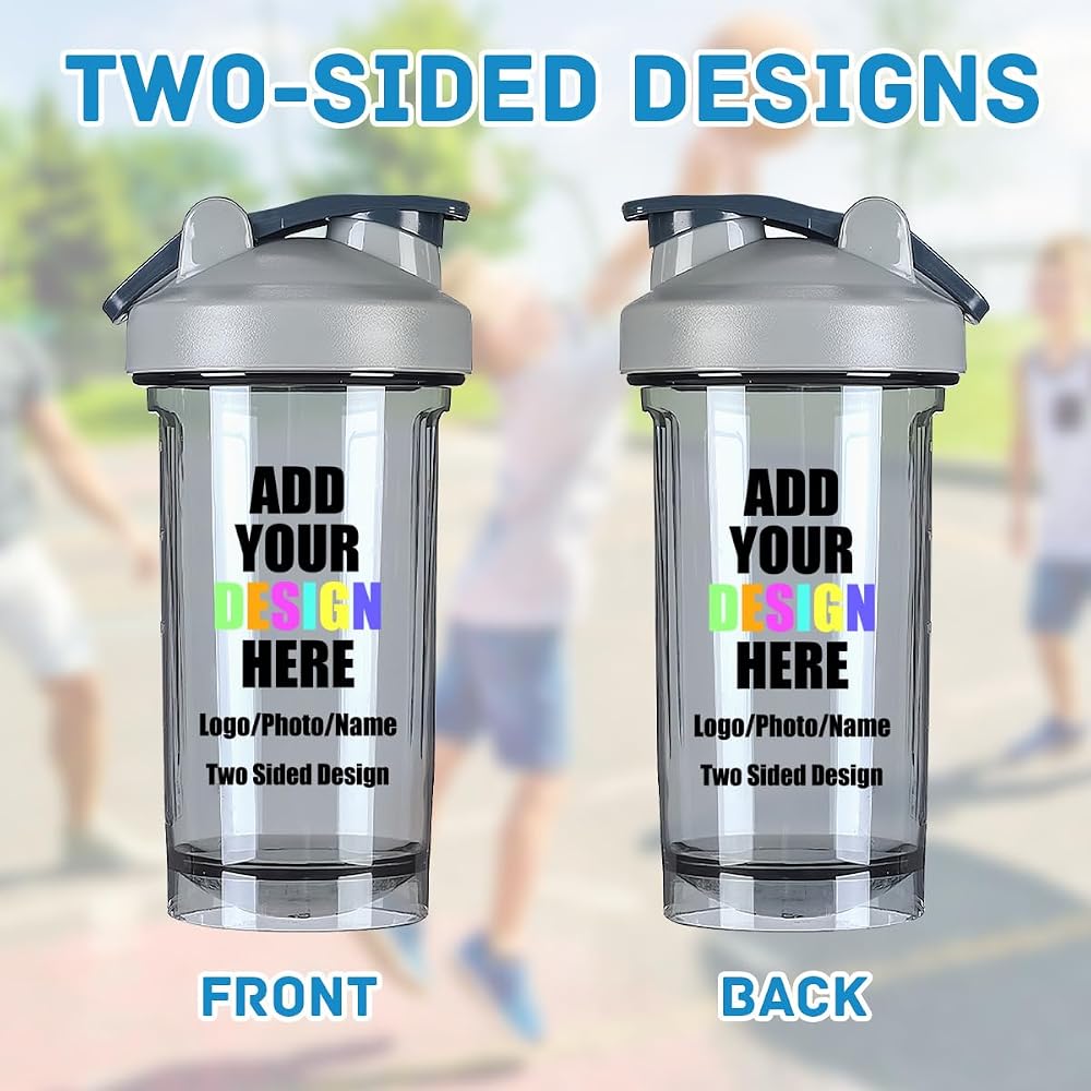 GSORIOP Custom Shaker Bottles 18 oz Personalized Leak Proof Sports