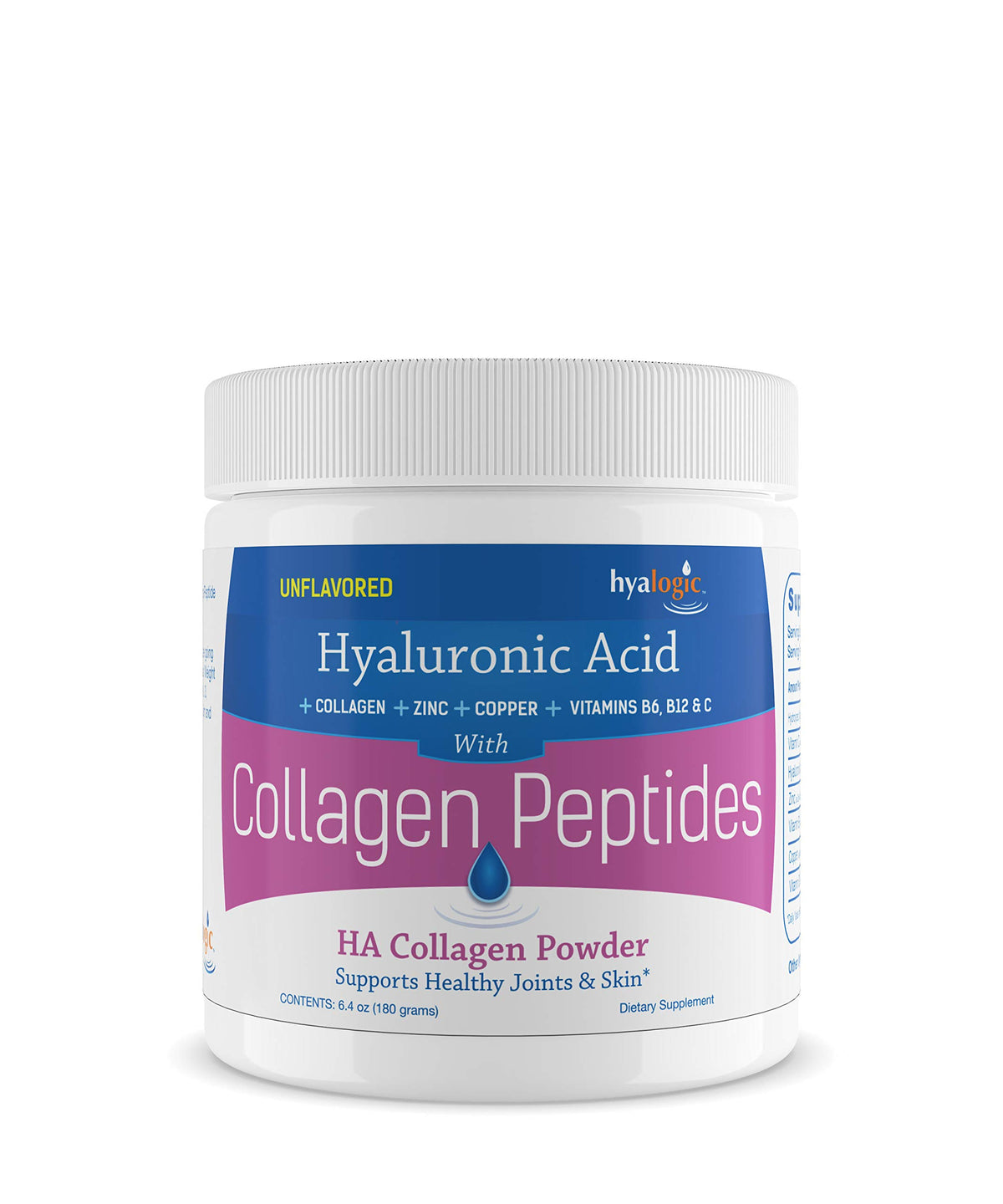 Hyalogic Hyaluronic Acid Collagen Peptides Powder - 6.4oz