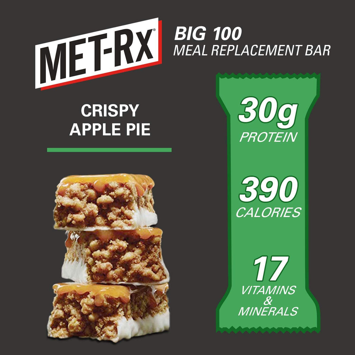 MET-Rx Big 100 Crispy Apple Pie Protein Bar - 8 Count - image 3