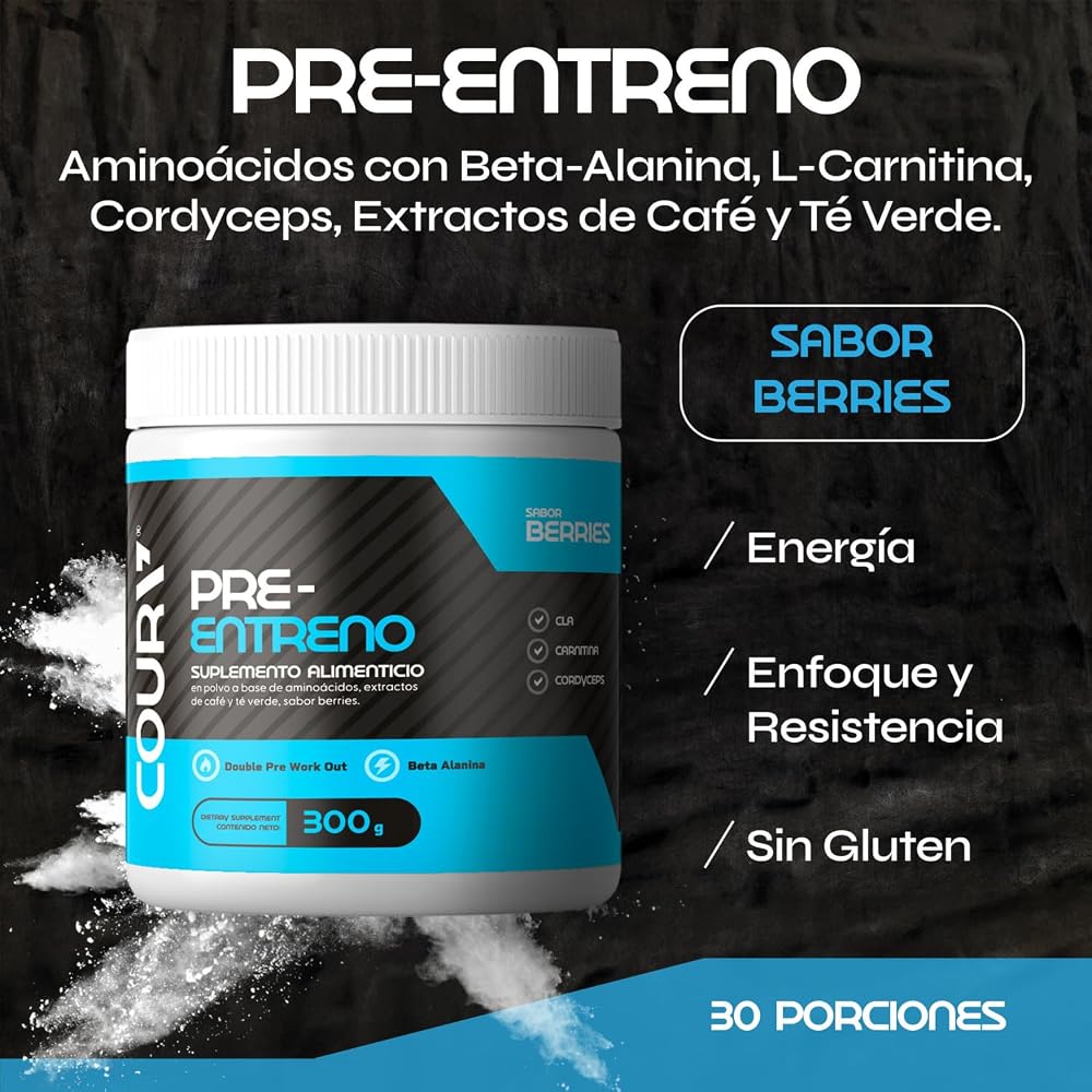 COURA Berries Pre Workout Powder with Cordyceps - 300g - image 2