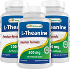Best Naturals L-Theanine 200mg Tablets for Relaxation - 120 Vegetarian Tablets