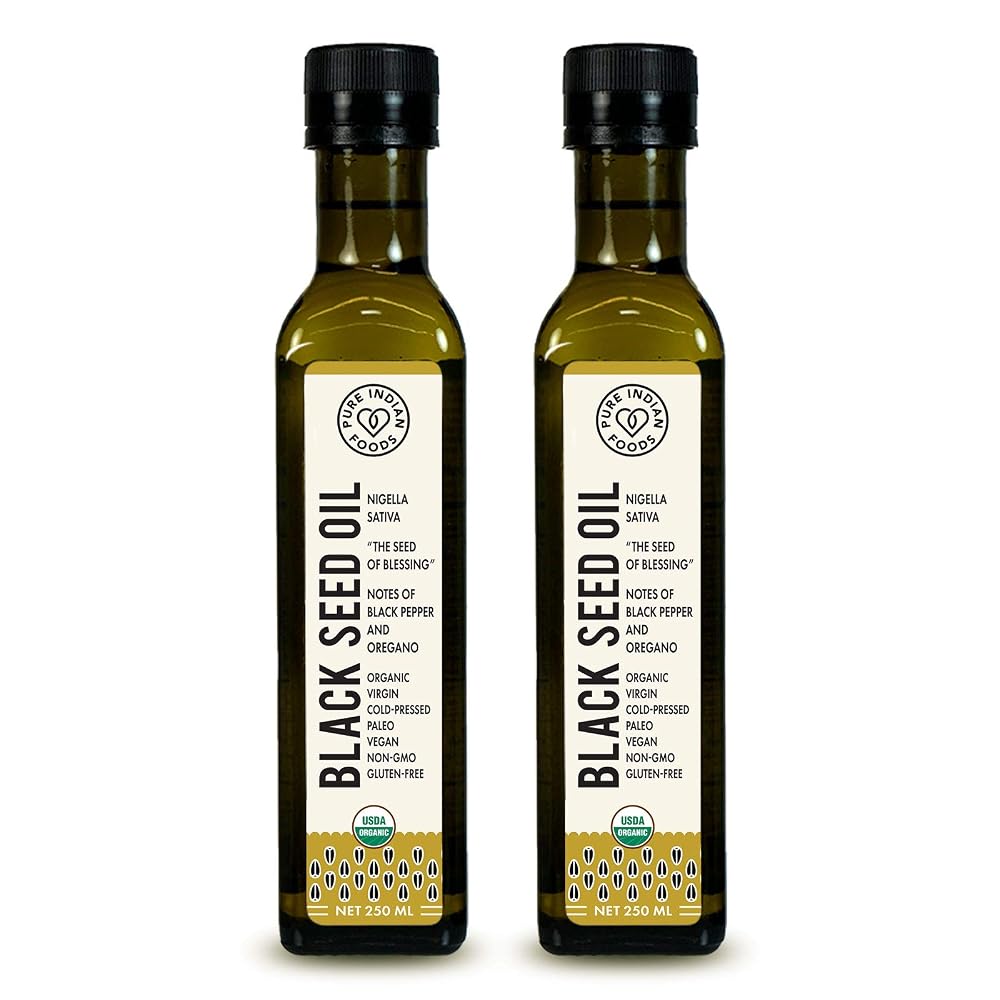 Pure Indian Foods Certified Organic Black Seed Oil - 2-Pack (250 ml each)