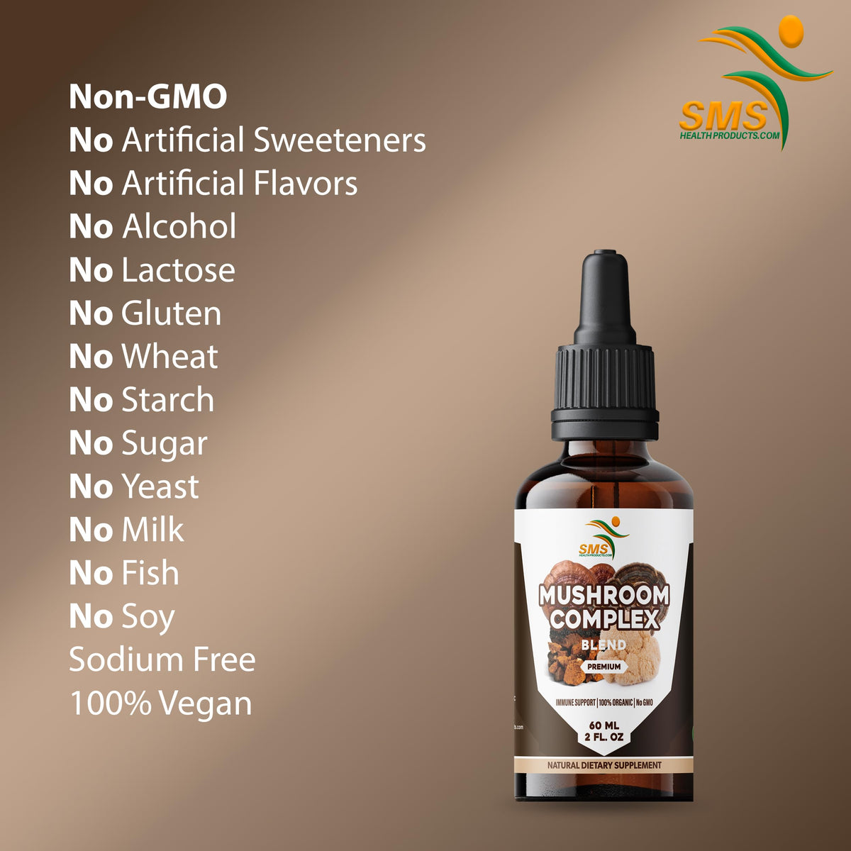 SMSHEALTHPRODUCTS.com Mushroom Complex Tincture Drops - 2 Fl Oz - image 5