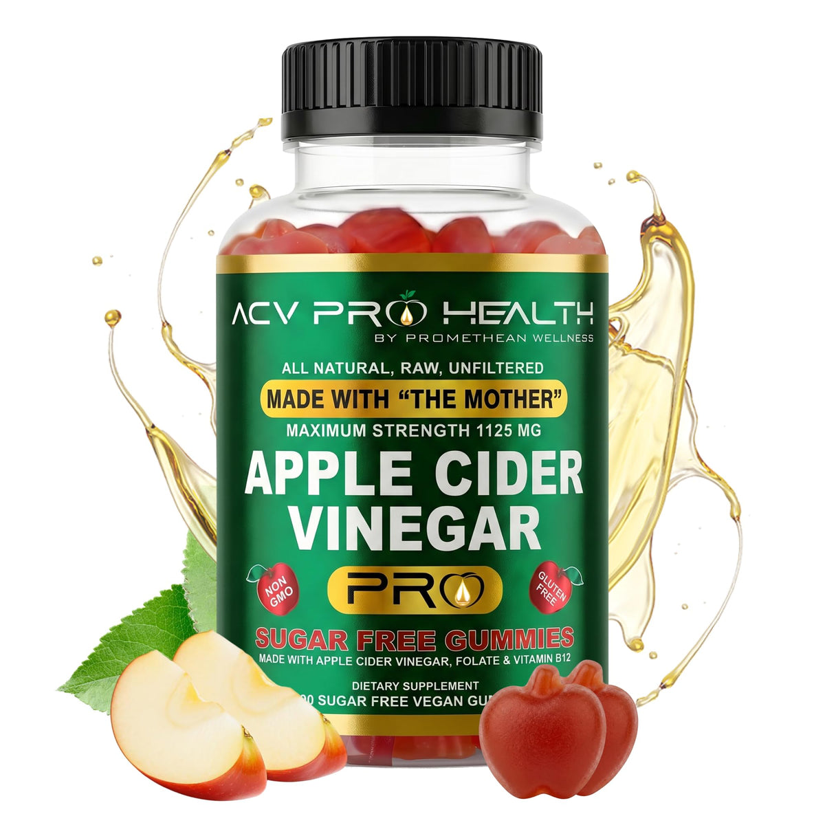 Promethean Wellness Apple Cider Vinegar Gummies Sugar Free - 90 Count