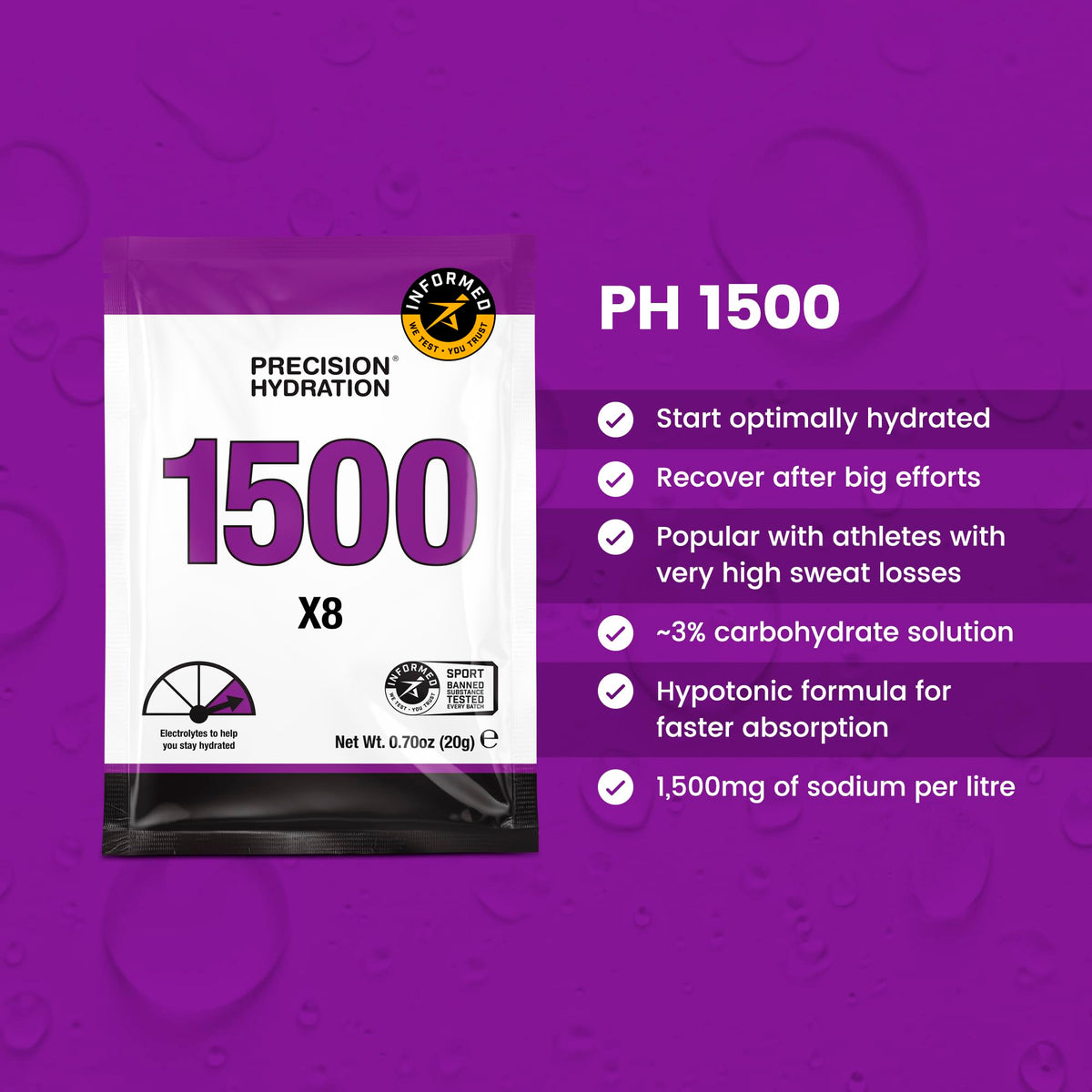 Precision Hydration Electrolyte Powder 1500mg Sodium - 8 Packets - image 4