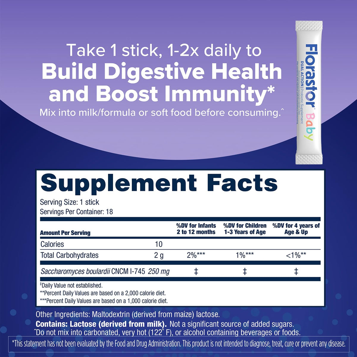 Florastor Baby Daily Probiotic Powder - 18 Sticks - image 2