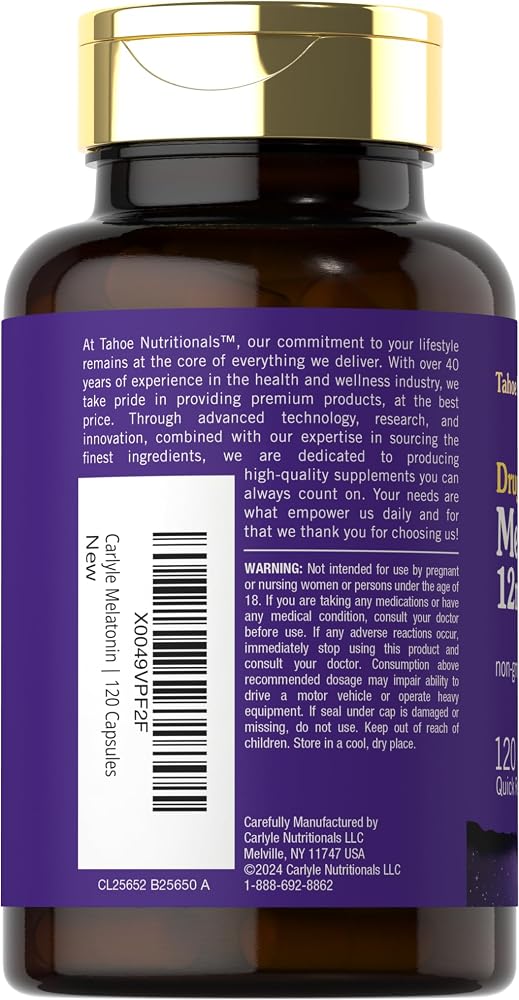 Tahoe Nutritionals Melatonin 12 mg - 120 Capsules - image 3