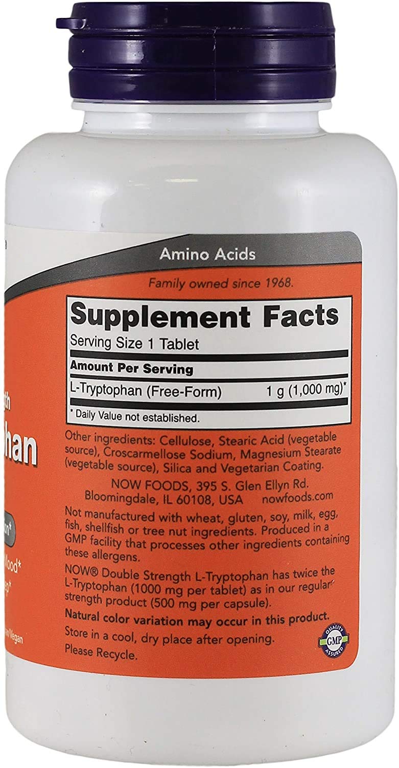NOW Foods L-Tryptophan 1000mg Tablets - 120 Count - image 2