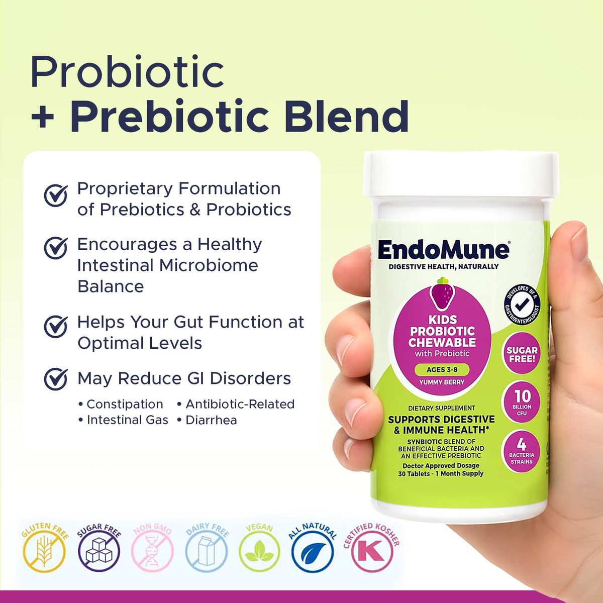 Endomune Jr Advanced Kids Probiotic and Prebiotic Chewables - 30 Count - image 5