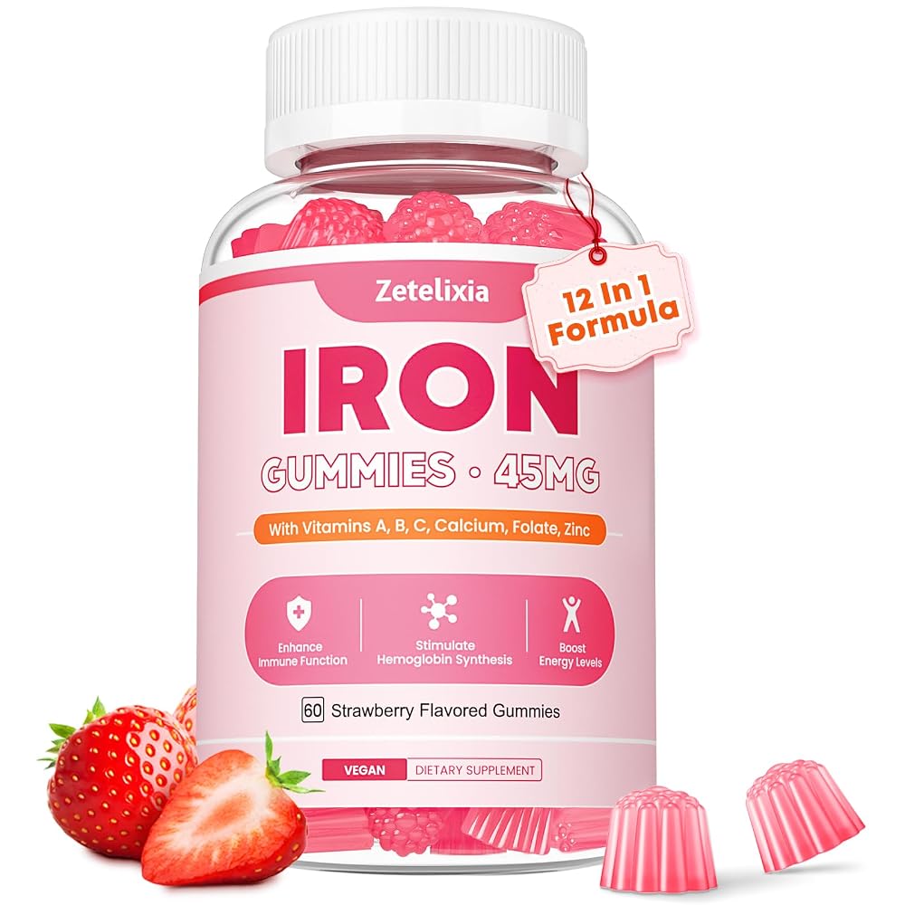 Zetelixia Iron Supplement Gummies for Women Men