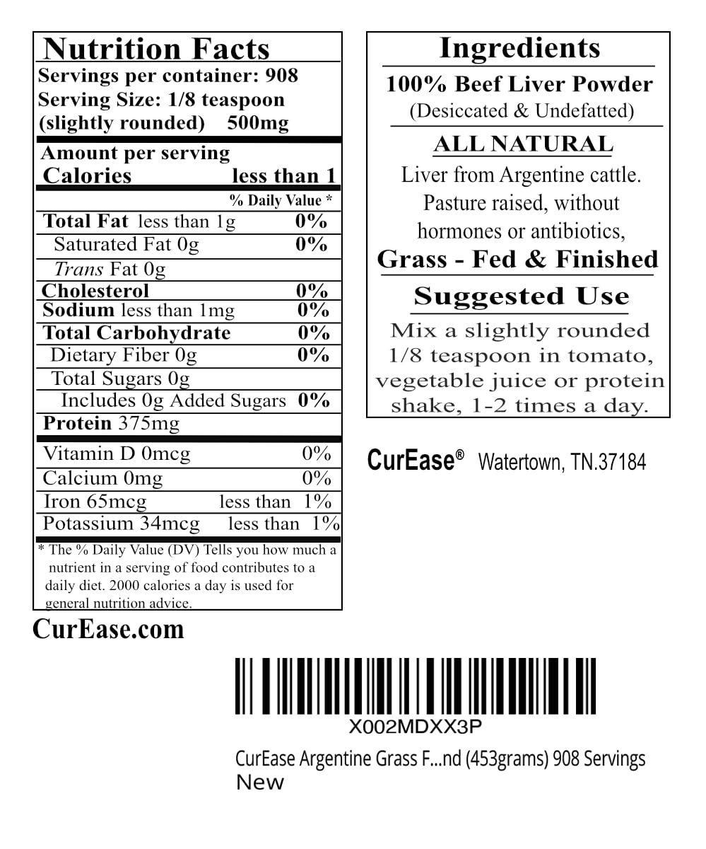 CurEase Argentine Grass-Fed Beef Liver Powder - 1 lb - image 3