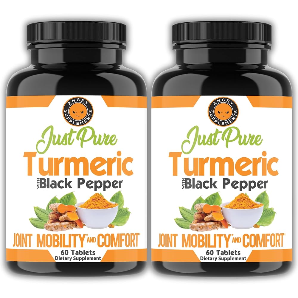 Angry Supplements Just Pure Turmeric Root with Black Pepper - 120 Tablets