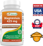 Best Naturals Magnesium 425 mg 180 Veggie Capsules - High Absorption