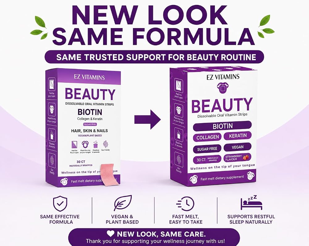 EZ VITAMINS Beauty Strips for Hair, Skin & Nails - 30 Count - image 2