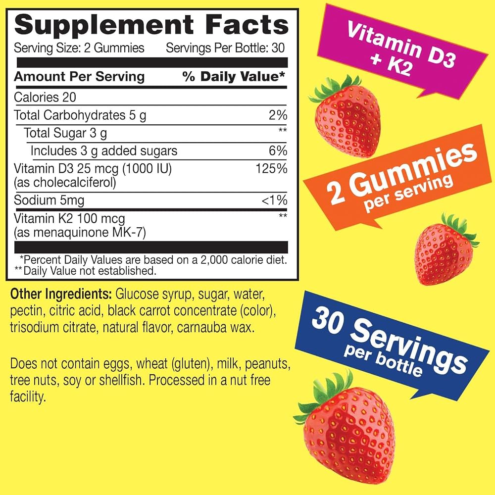WellYeah Vitamin D3 + K2 Gummies Bone Support - 60 Gummies - image 2