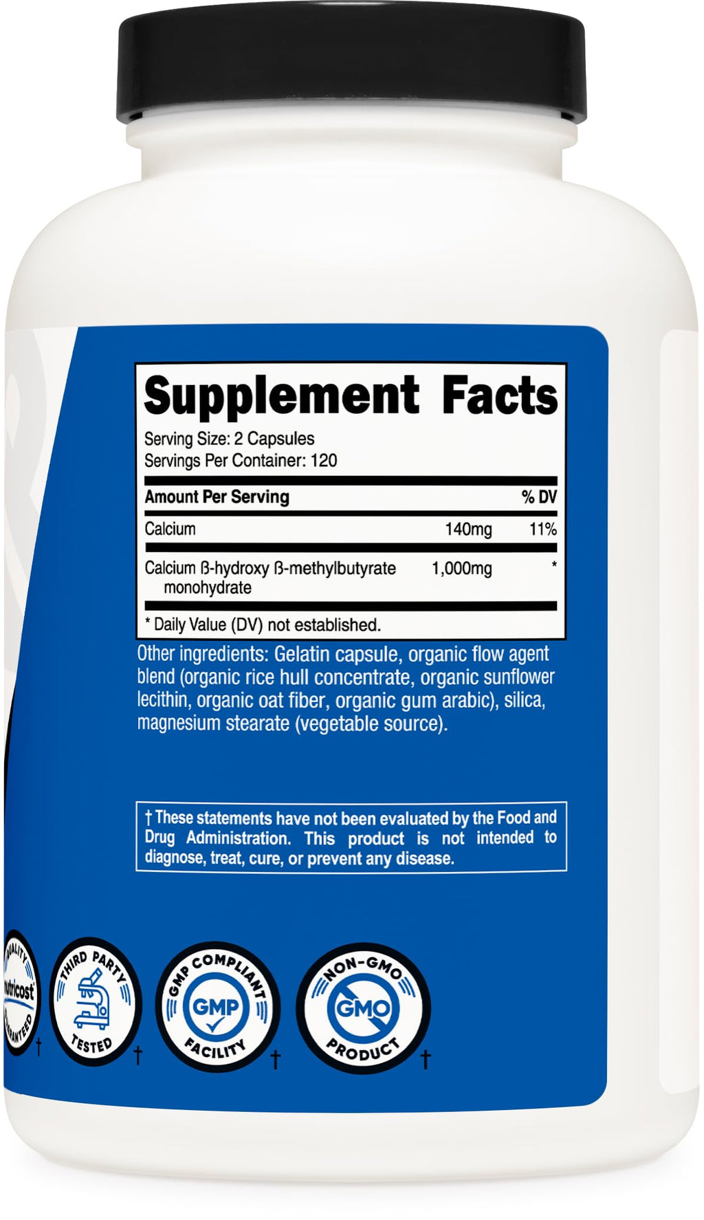 Nutricost HMB (Beta-Hydroxy Beta-Methylbutyric) 1000mg - Gluten Free