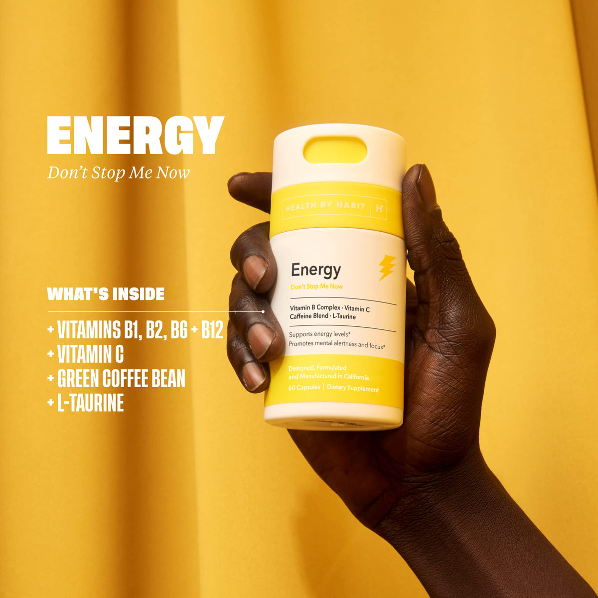 Health By Habit Energy Supplement Caffeine Blend - 120 Capsules - image 3