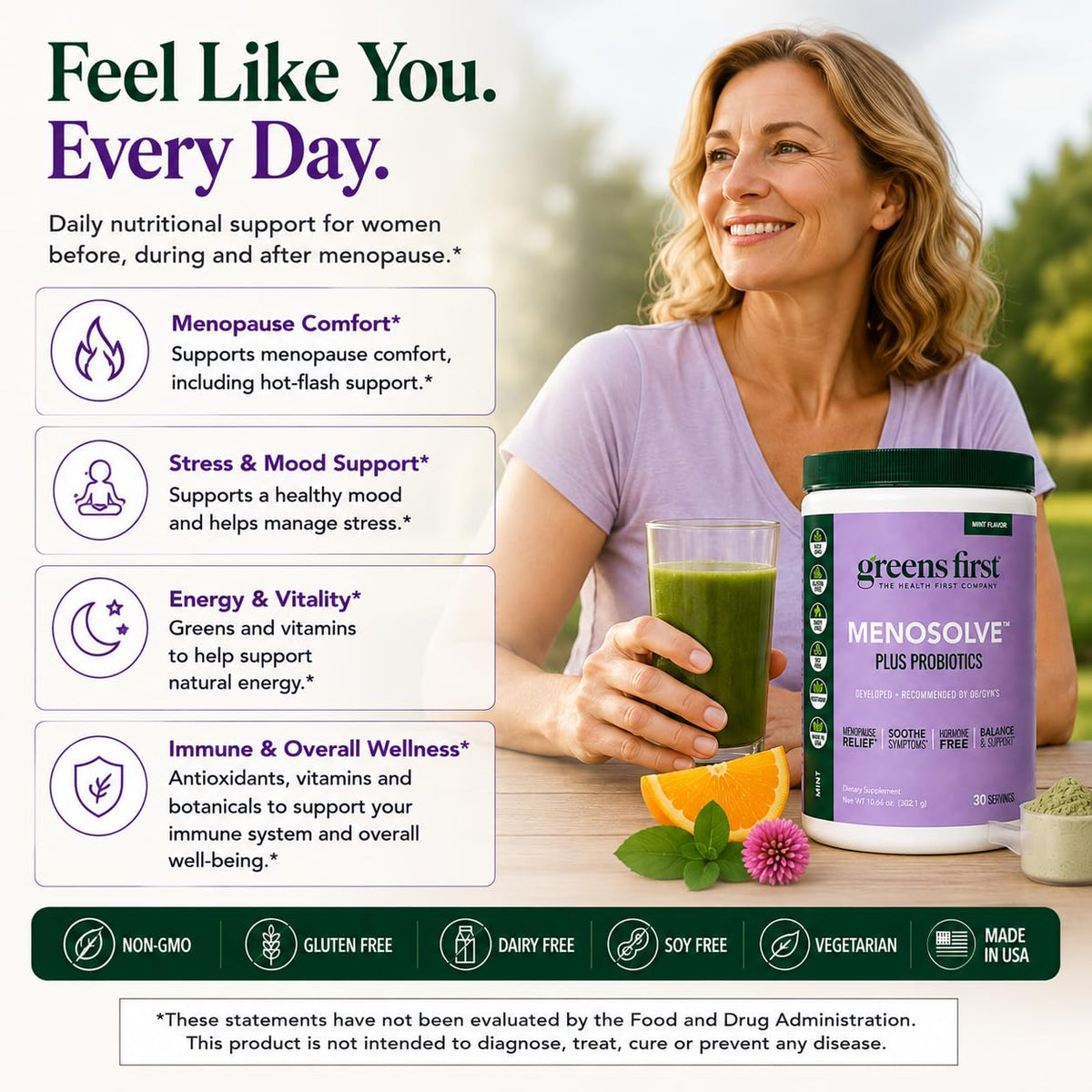 Greens First MenoSolve Plus Probiotics Powder - 30 Servings - image 3
