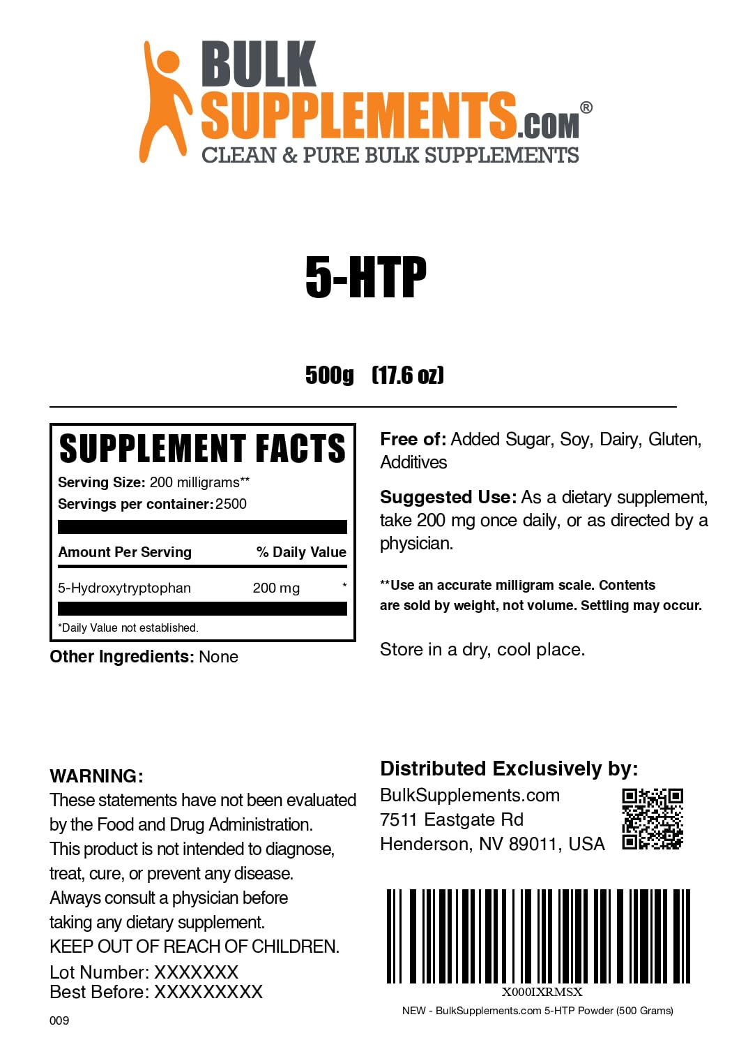 BulkSupplements.com 5-HTP Powder (5-Hydroxytryptophan)