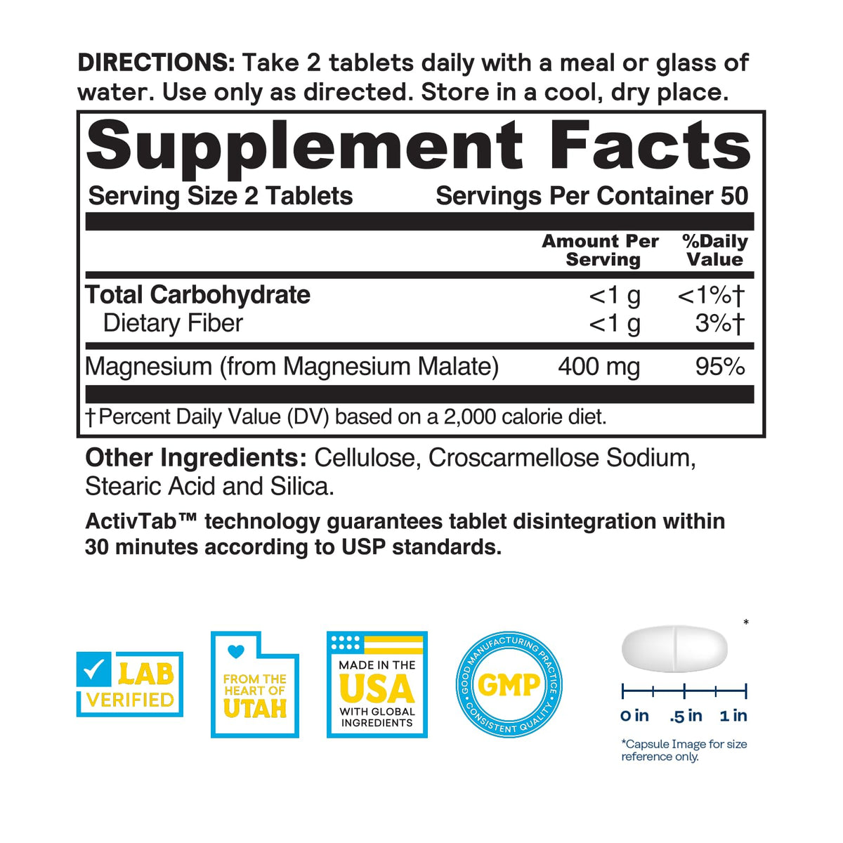 Nature's Life Renewing Magnesium Malate 400 mg - 100 Tablets - image 2