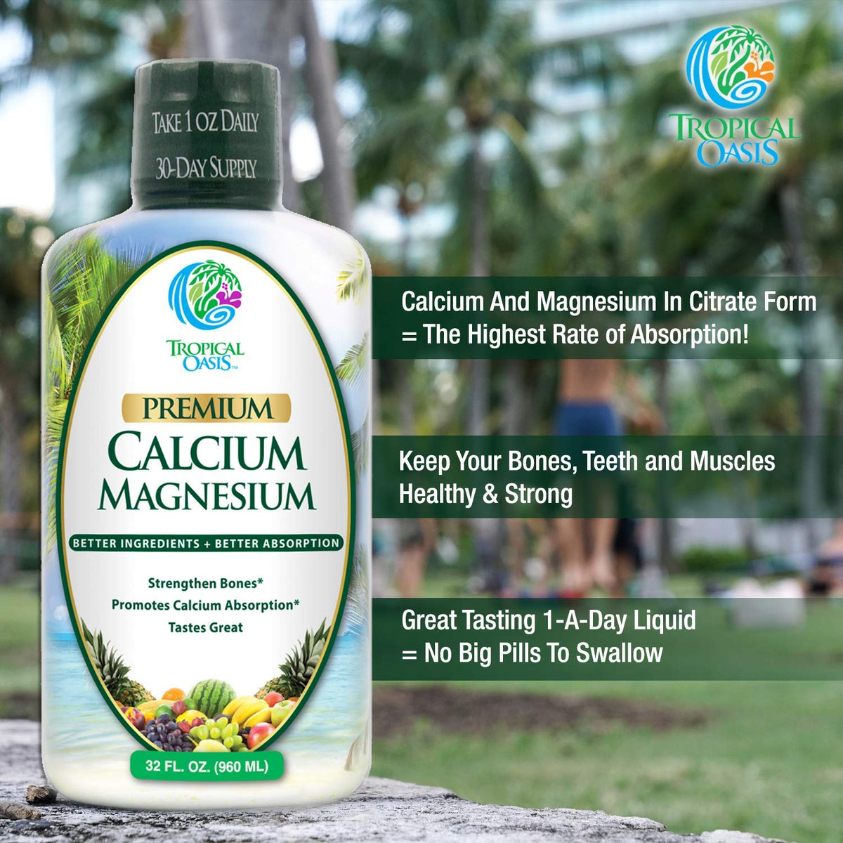 Tropical Oasis Liquid Calcium Magnesium Citrate with Vitamin D3 - 32oz - image 5