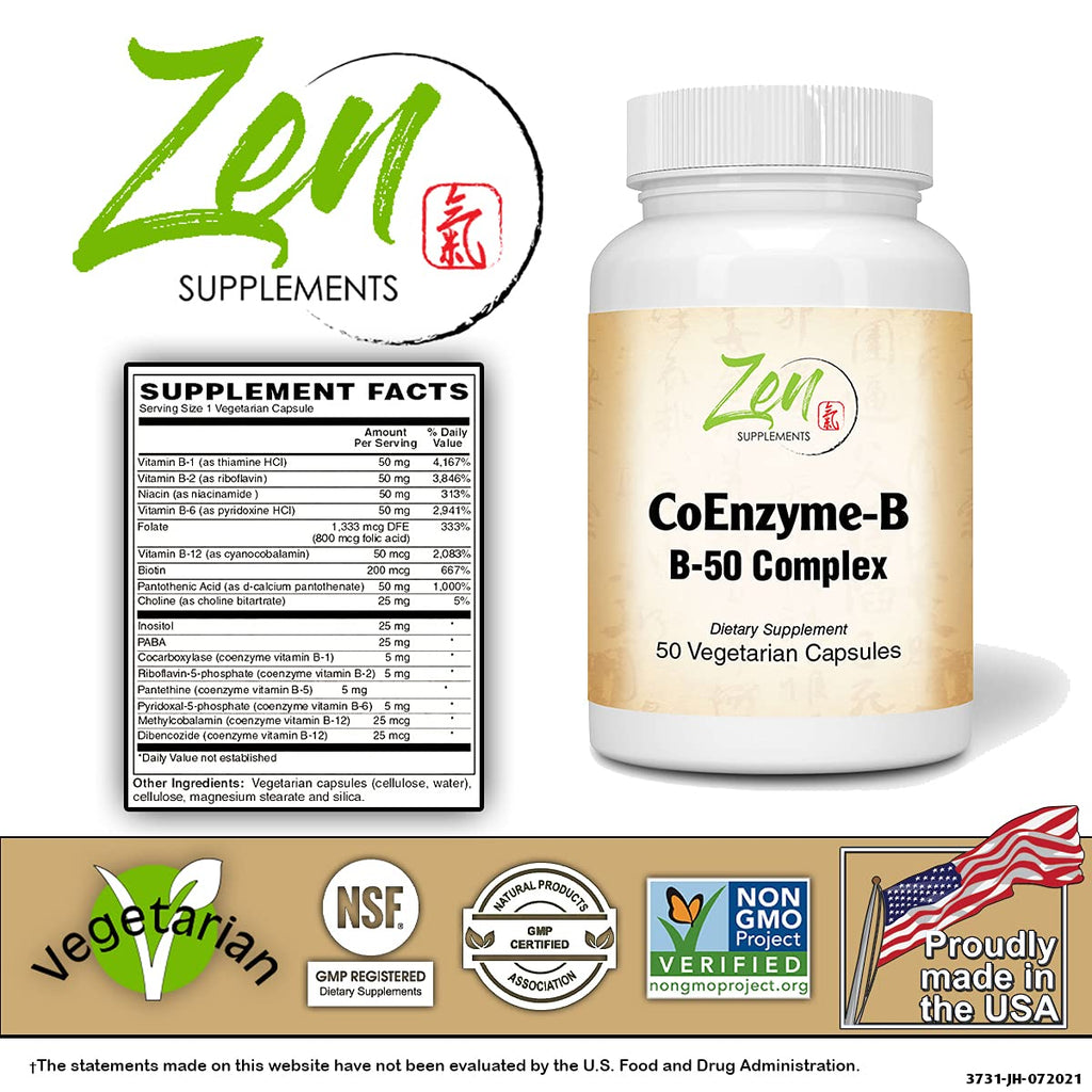 Zen Supplements Complete B-Complex 50 - 50 Vegetarian Capsules - image 2