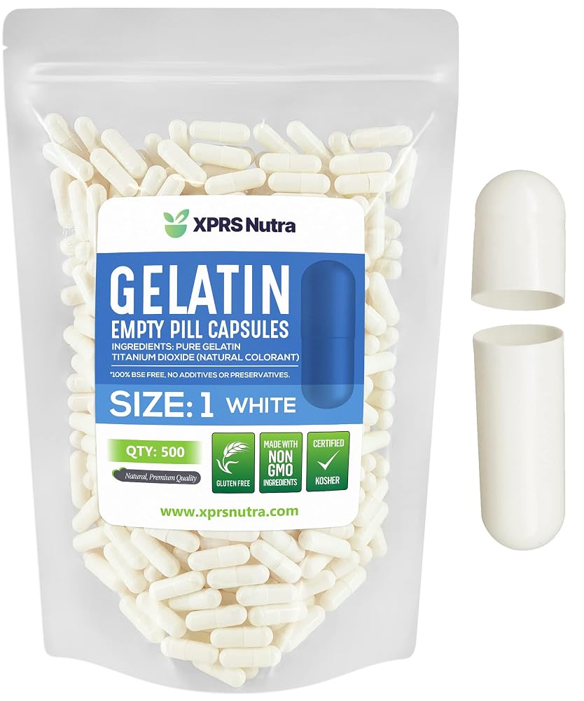 XPRS Nutra Size 1 Empty Capsules - Empty Gelatin Capsules - Empty