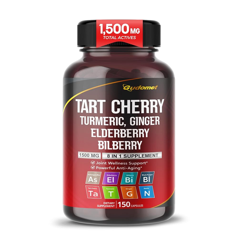 GUDOMET Tart Cherry Complex 1,500 mg with Turmeric & Ginger - 150 Capsules