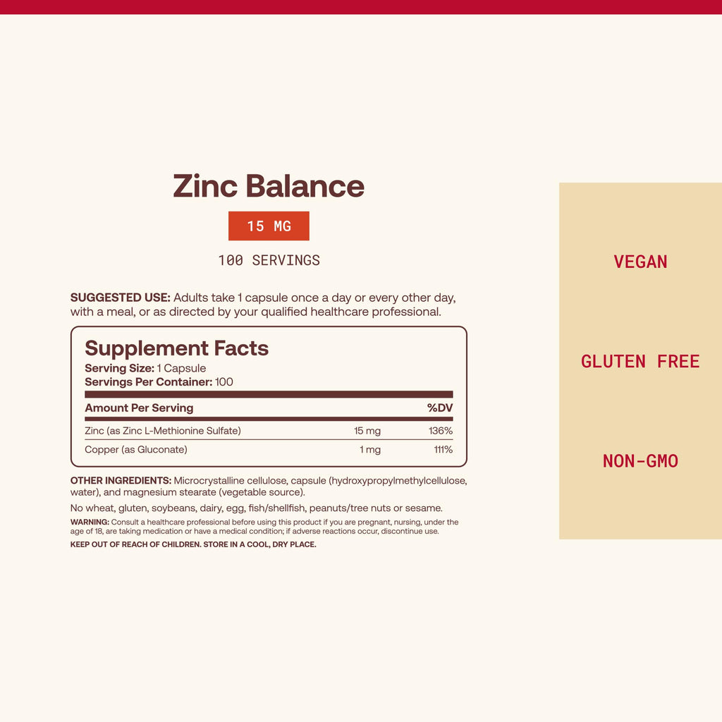 Jarrow Formulas Zinc Balance 15 mg with Copper - 100 Capsules - image 4