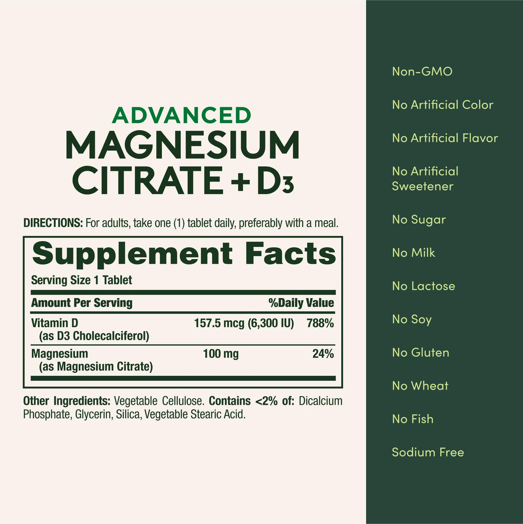 Nature's Bounty Advanced Vitamin D3 with Magnesium Citrate - 90 Tablets - image 5