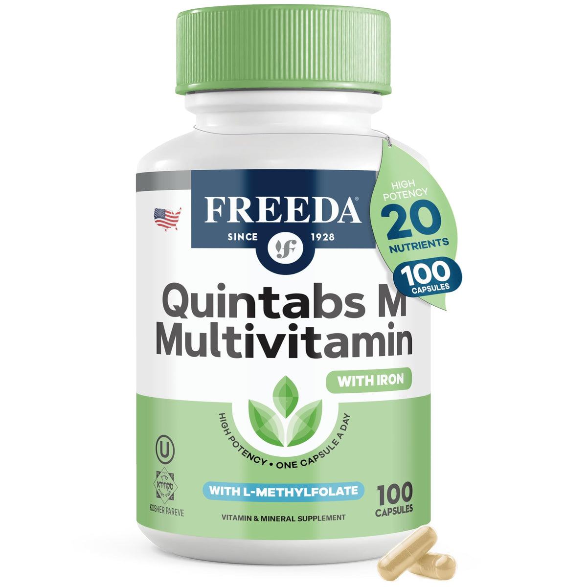 FREEDA Quintabs-M Multivitamin with Iron - 100 Capsules