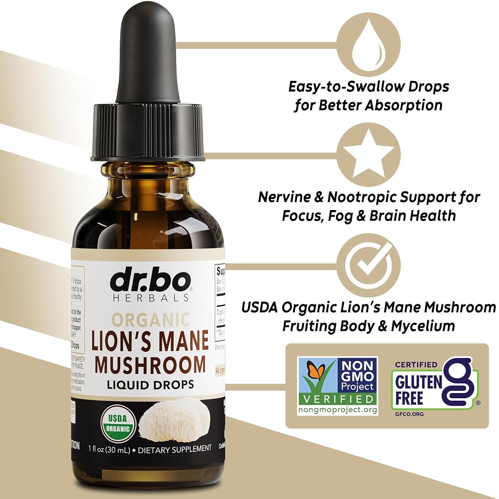 DR. BO Lion's Mane Mushroom Liquid Drops for Focus - 1 Fl Oz - image 2