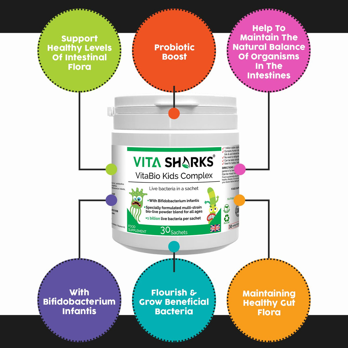 Vita Sharks VitaBio Kids Complex Probiotic Powder - 60g - image 3