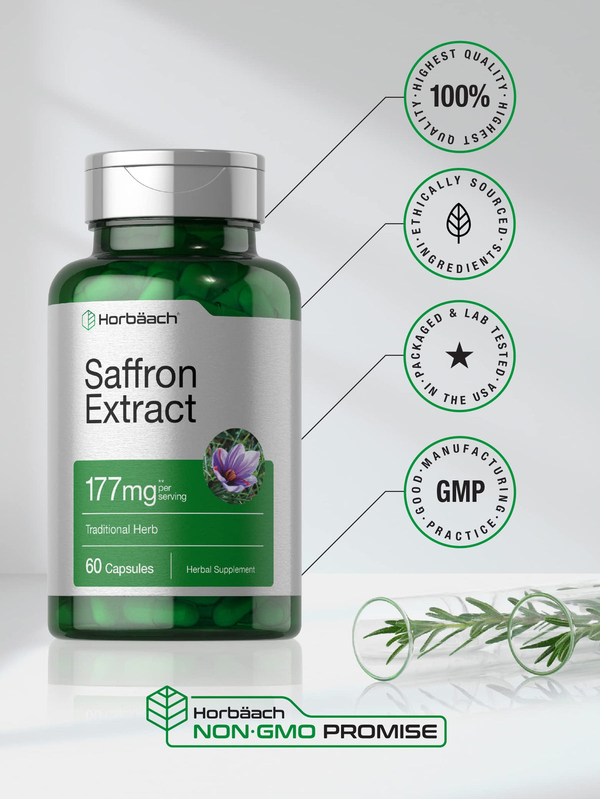 Horbäach Saffron Extract Capsules - 60 Capsules - image 5