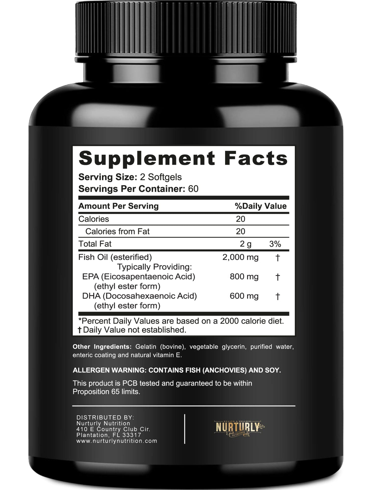 NURTURLY Omega 3 Fish Oil 2000mg Enteric Coated - 120 Softgels - image 3