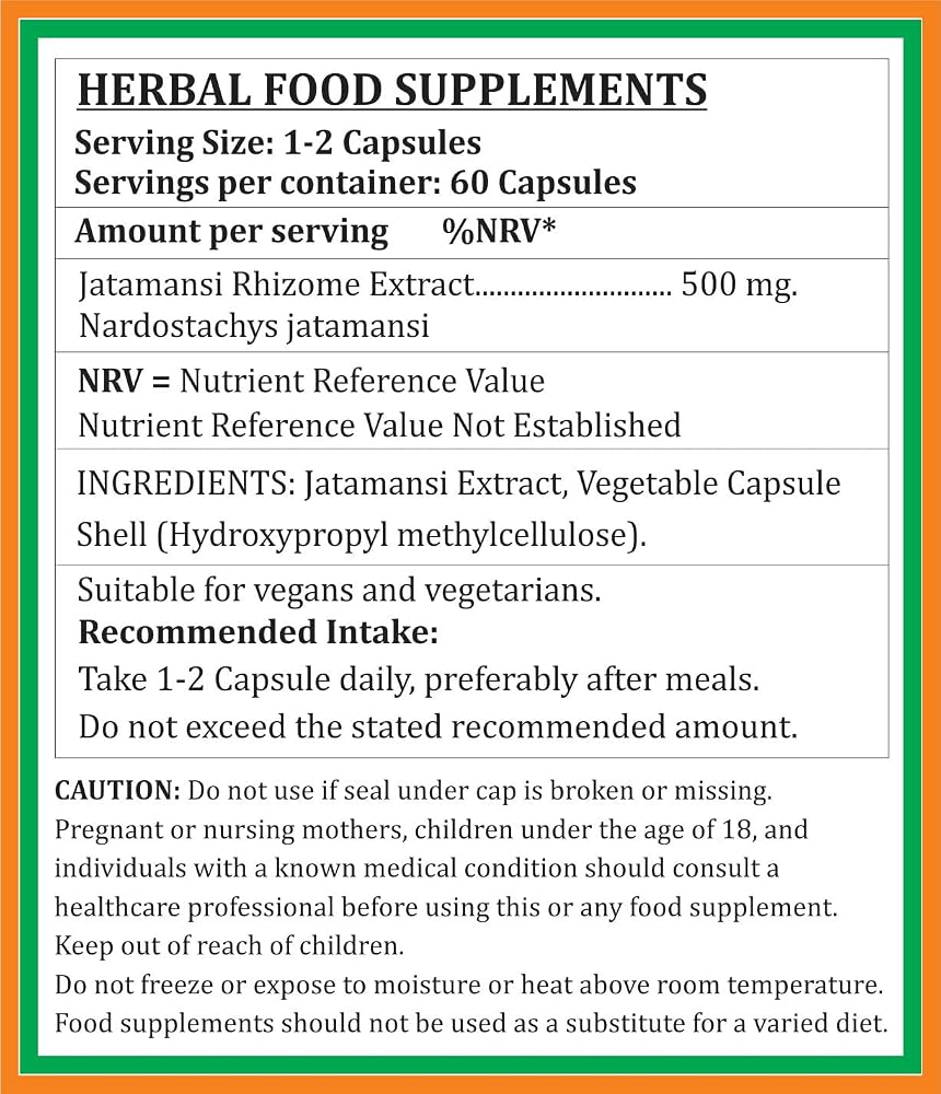 Satya Naturals Jatamansi Forte Capsules 500 mg. 60 Veg. Capsule