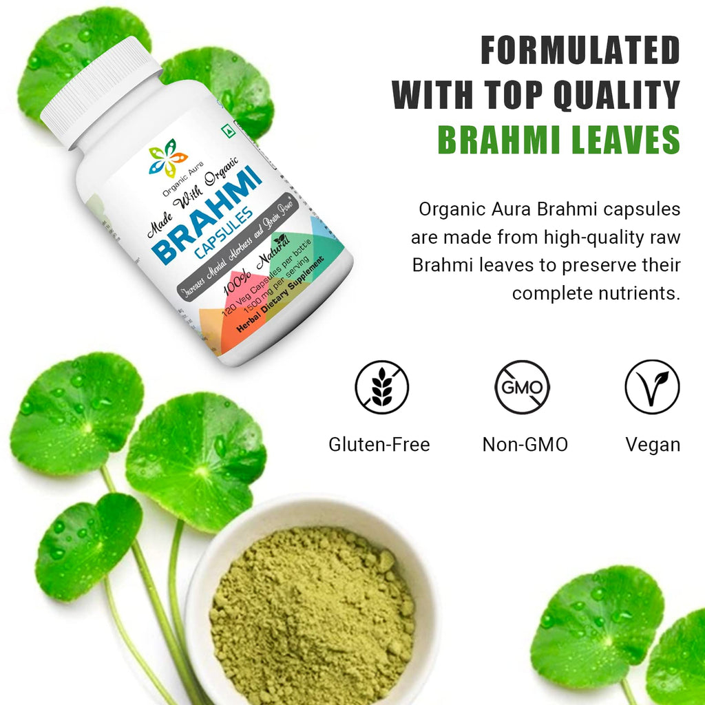 Organic Aura Brahmi Capsules Memory & Cognitive Support - image 3