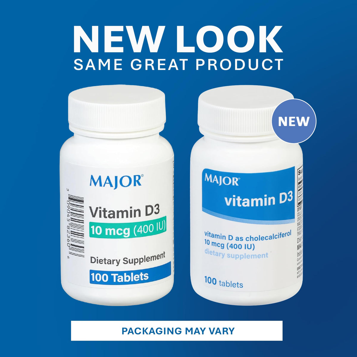 MAJOR Vitamin D3 10mcg (400 IU) with Calcium - 100 Tablets - image 7