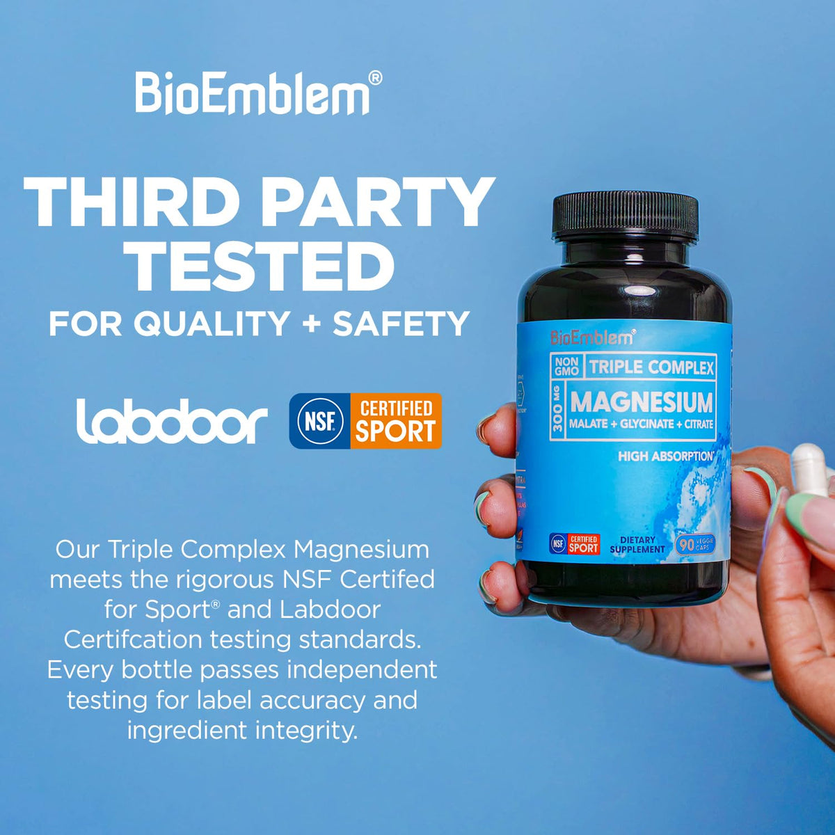 BioEmblem Magnesium Glycinate Complex 300mg - 90 Capsules - image 3