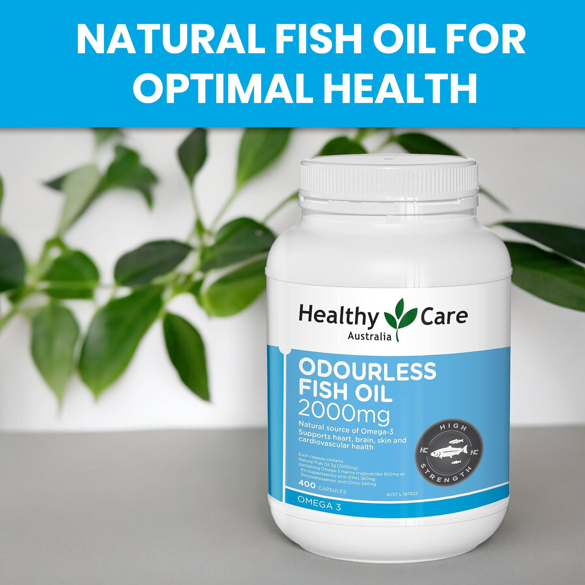 Healthy Care Odourless Fish Oil 2000mg - 400 Softgels - image 2