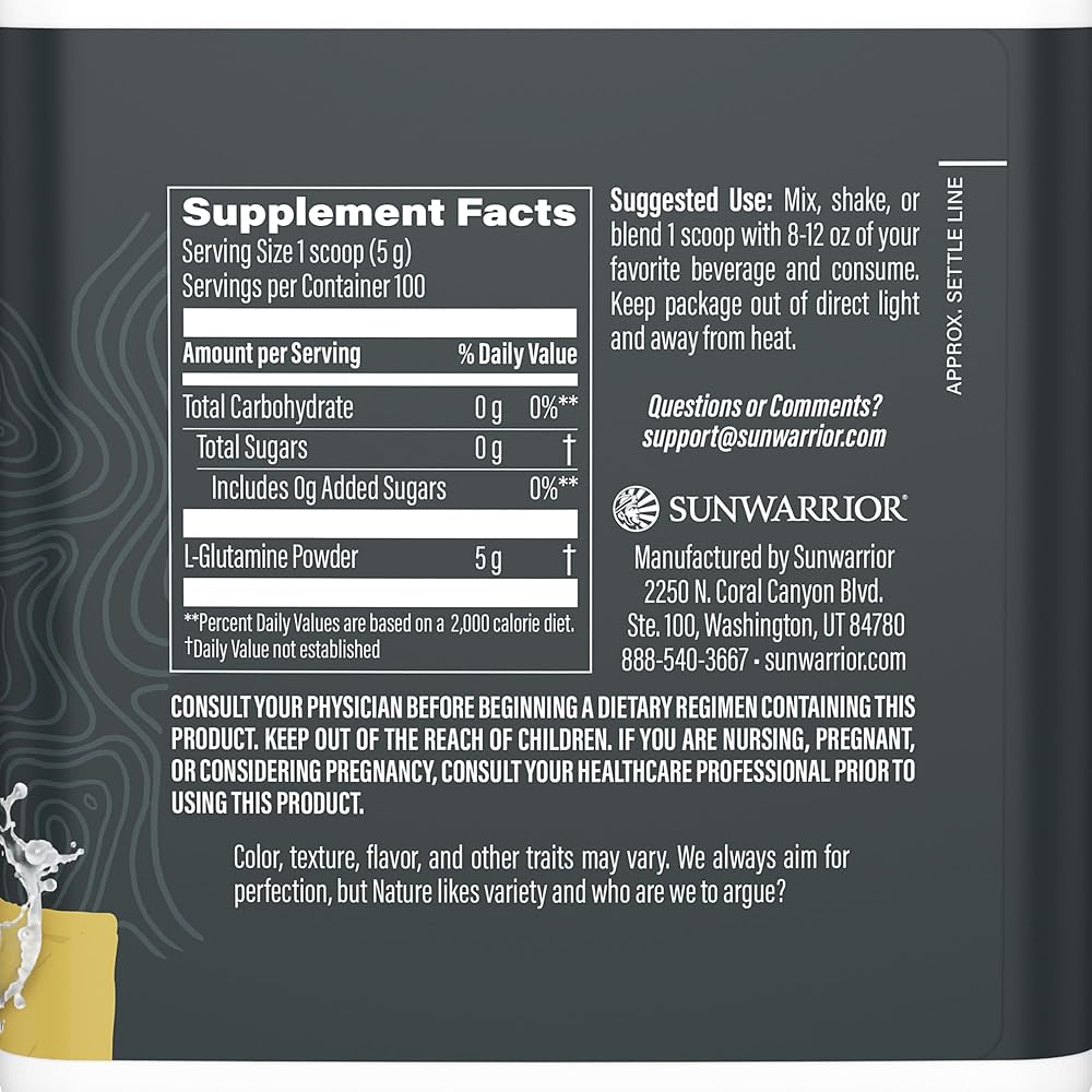 Sunwarrior L-Glutamine Powder Amino Acid - 100 Servings - image 2