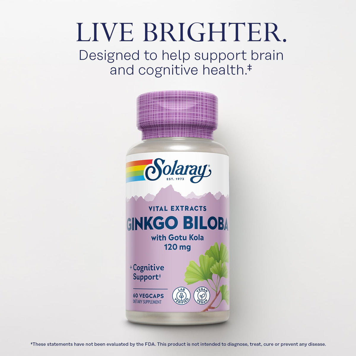 SOLARAY Ginkgo Biloba Extract with Gotu Kola - Ginko Biloba Capsules