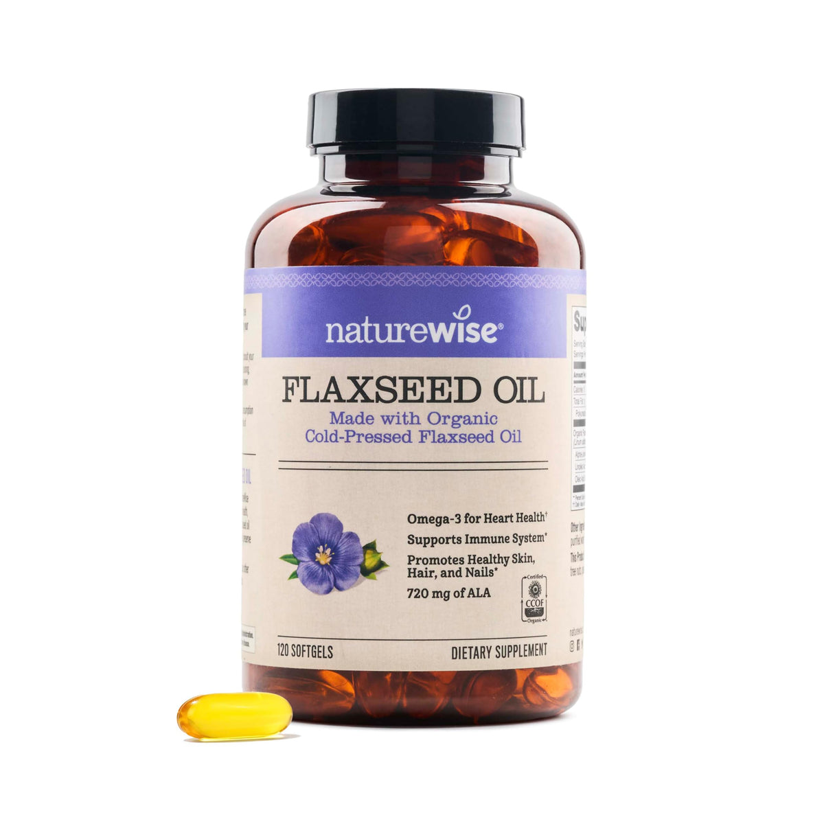 NatureWise Flaxseed Oil 1200 mg Omega 3 6 9 - 120 Softgels