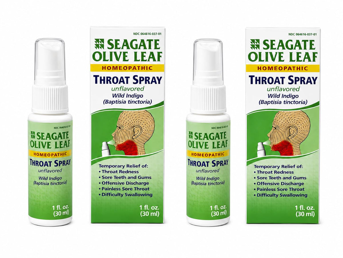 Seagate Products Homeopathic Olive Leaf Throat Spray - 2 Pack