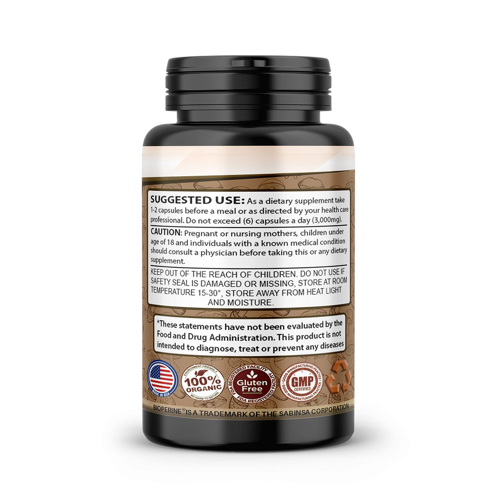 SMSHEALTHPRODUCTS.com Mushroom Supplement Brain Support - 60 Vegetarian Capsules - image 3